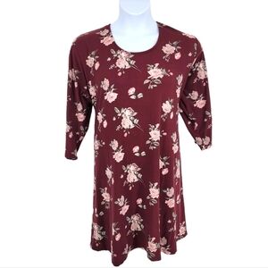 Justify Super Comfy Flowy Flower Maroon Dress‎ Size 3X